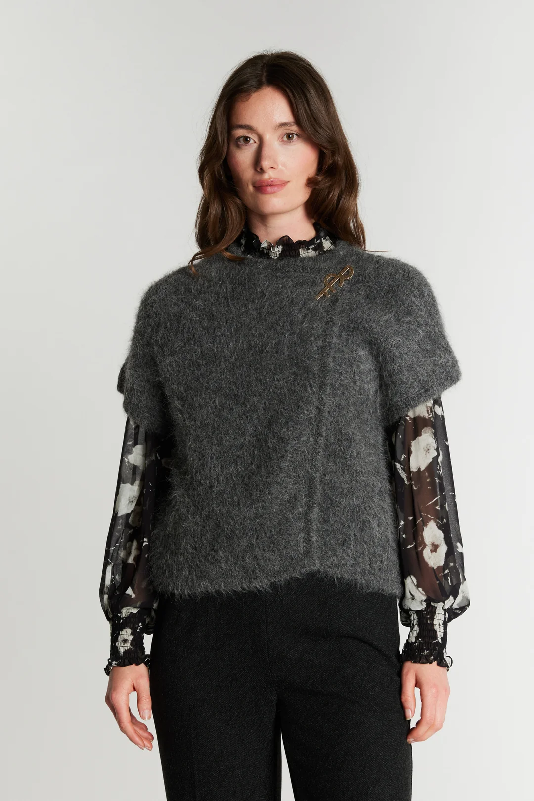Yana Knit Vest - Dark Rock