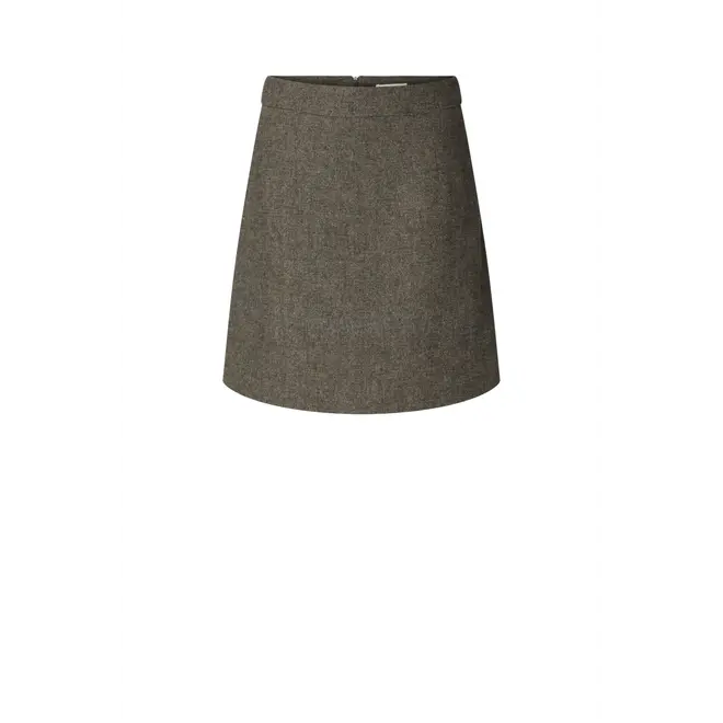 Reeda Wool Blend HW Short Skirt - Brownie