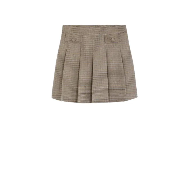 Short Houndstooth Skirt - Taupe