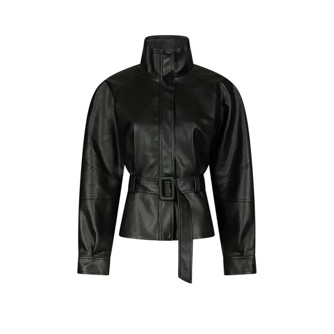 Jaclyn Faux Leather Jacket - Black