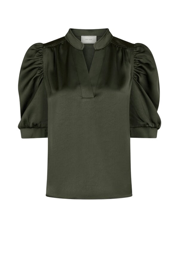 Roella Heavy Sateen Blouse - Deep Green