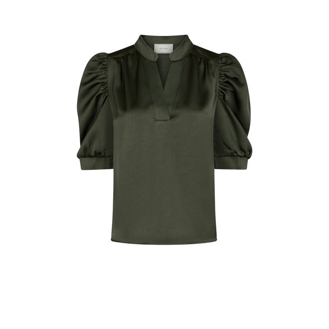 Roella Heavy Sateen Blouse - Deep Green