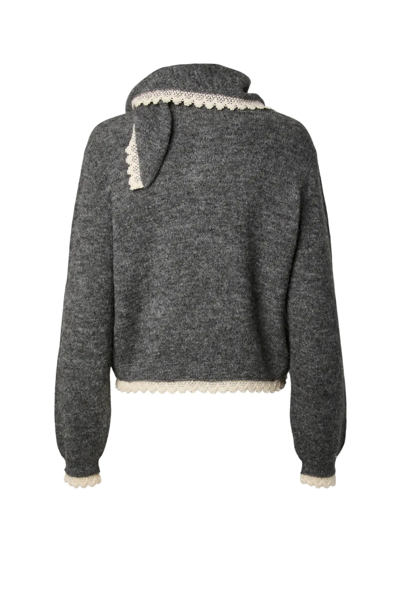 Millie Ls Scarf Knit Cardigan S - Grey Melange