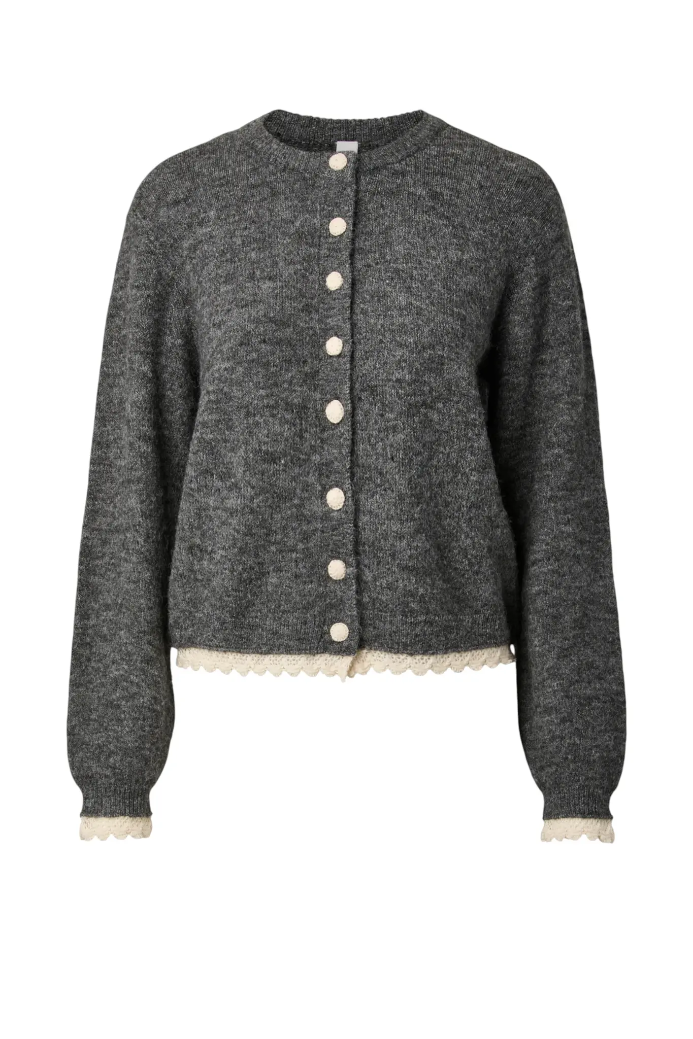 Millie Ls Scarf Knit Cardigan S - Grey Melange