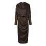 Pella Ls Funnel Neck Long Dress S - Chocolate Brown