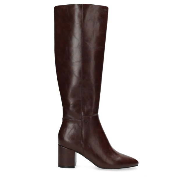 Pluck Mila Heeled High Boot - Dark Cognac