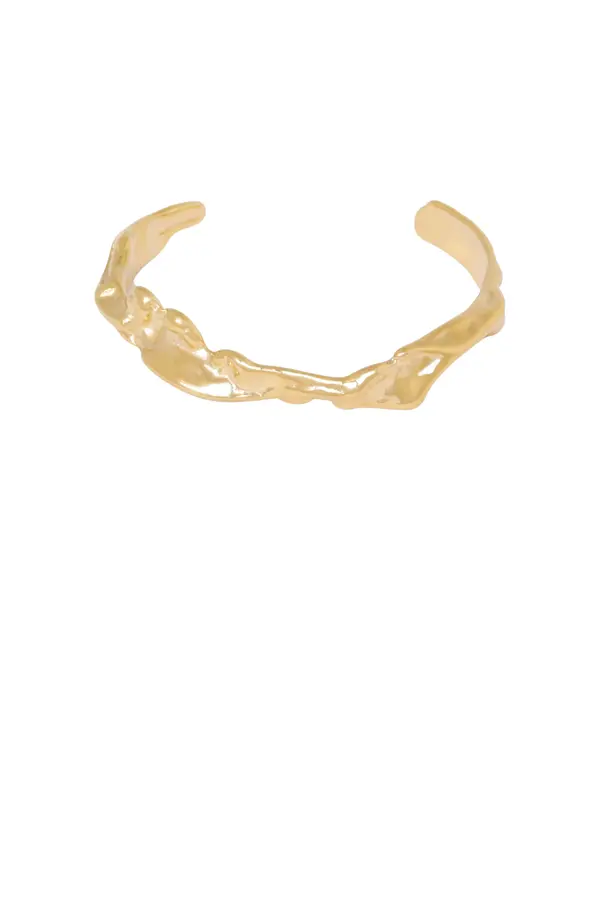 Gehamerde Organische Massieve Bangle - Goud