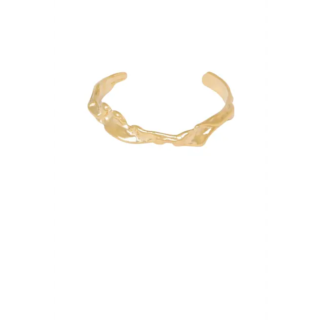Gehamerde Organische Massieve Bangle - Goud
