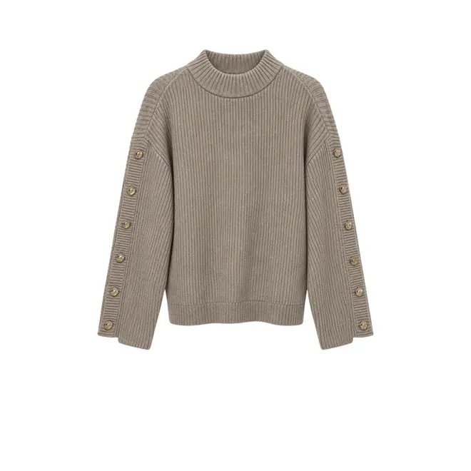 Row Button Sleeve Knit - Bone