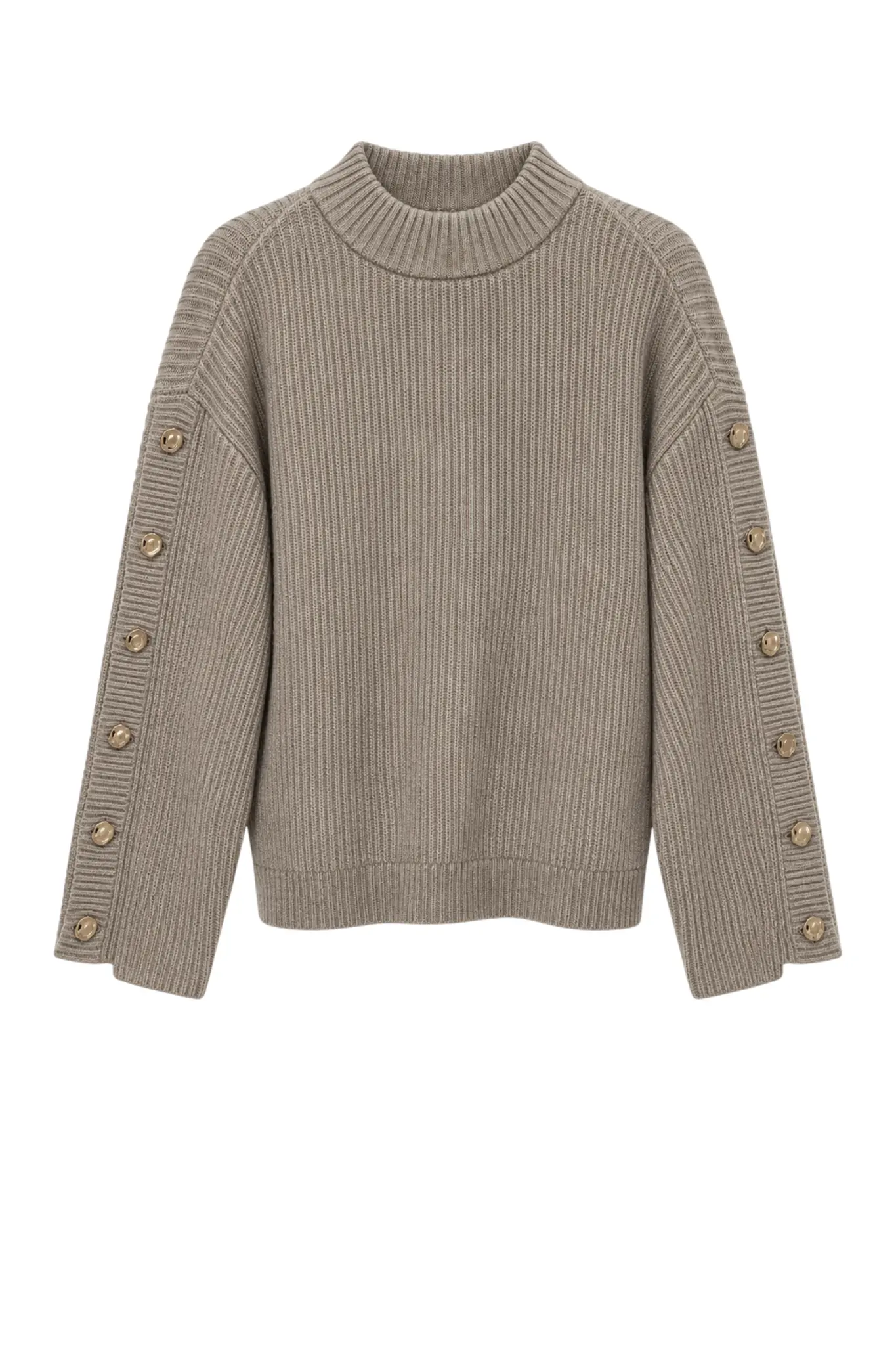 Row Button Sleeve Knit - Bone