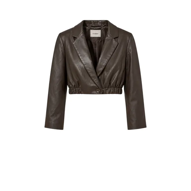 Gitt Crop Blazer - Dark Brown