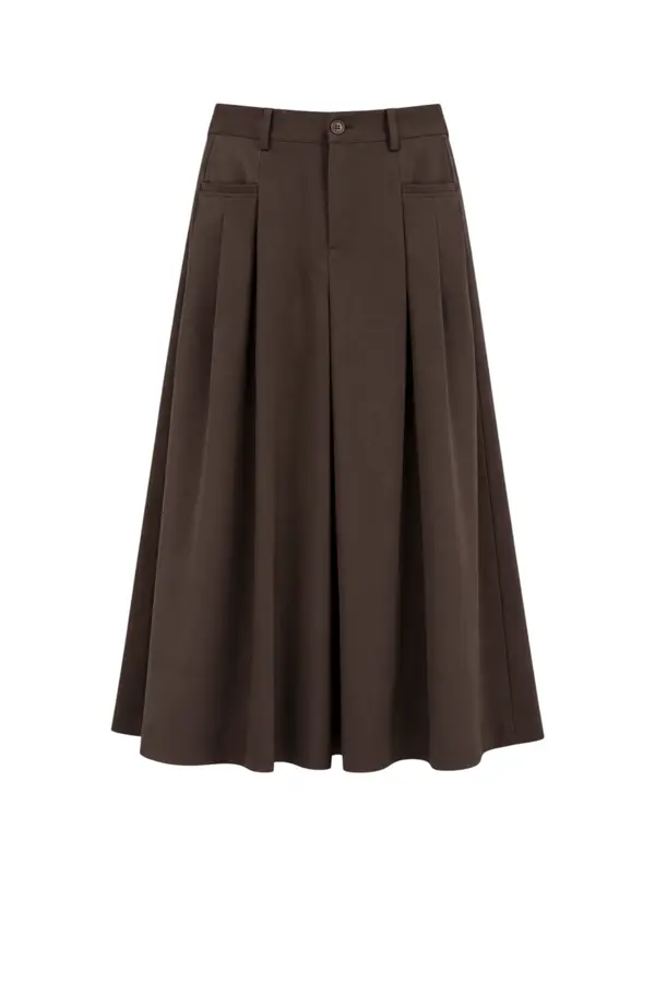 Luna New Pocket Pleat Skirt - Bison