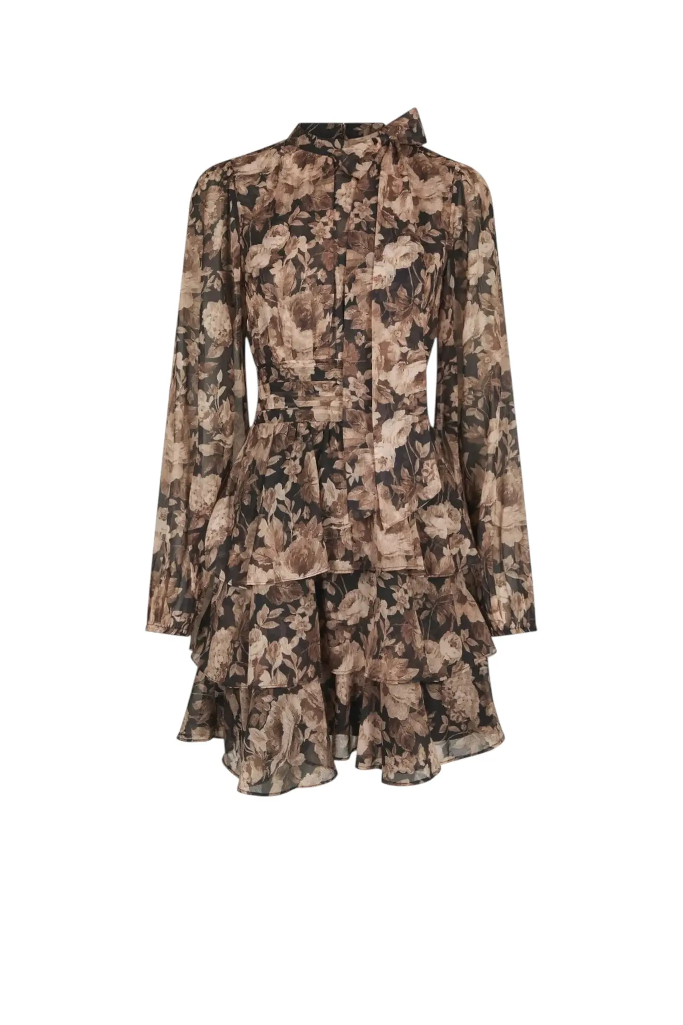 Mia Vintage Flower Dress - Black Sand