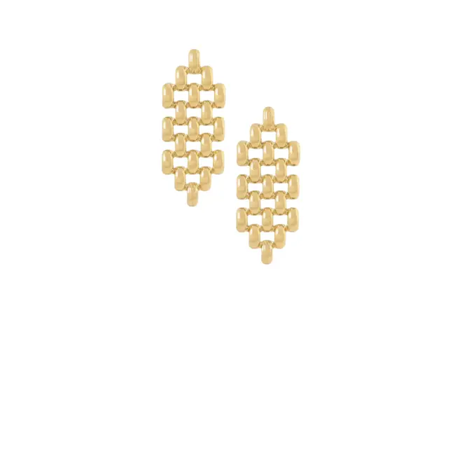 Geometrische Geweven Oorstekers - Goud
