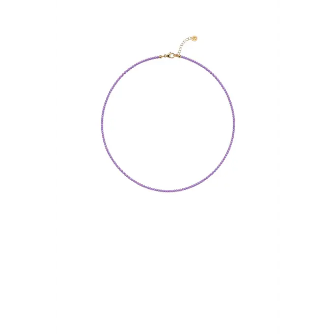 Fijne Korte Ketting Met Mini Edelsteentjes - Paars
