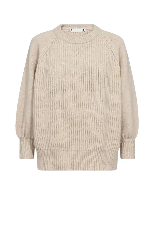 Row Puff SS Rib Knit - Creme