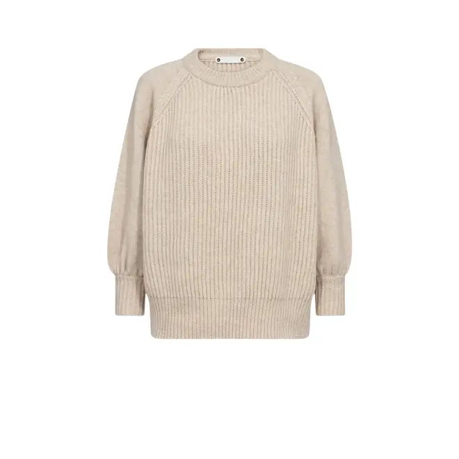 Row Puff SS Rib Knit - Creme