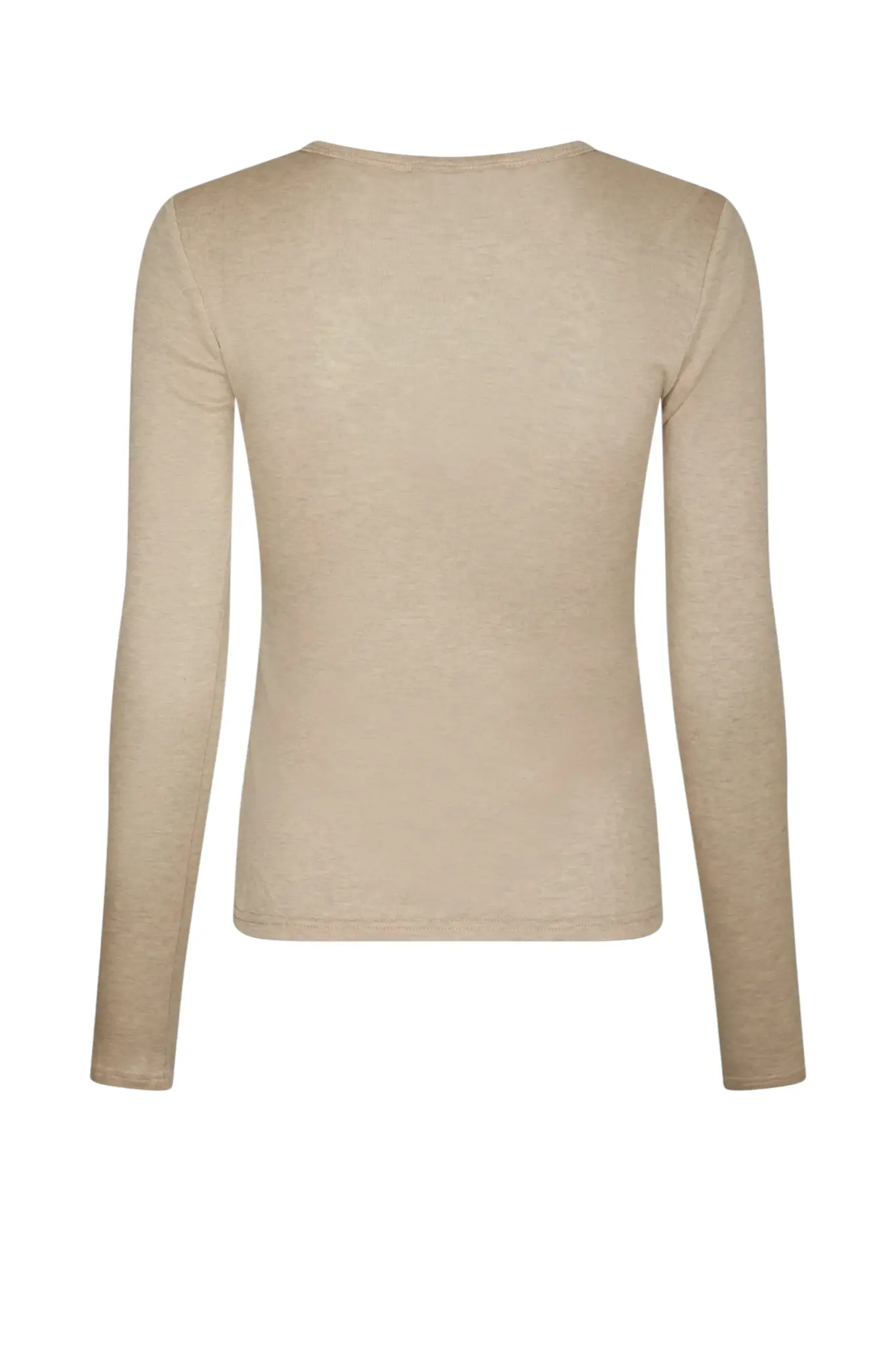 Nella Fine Rib Blouse - Beige Melange