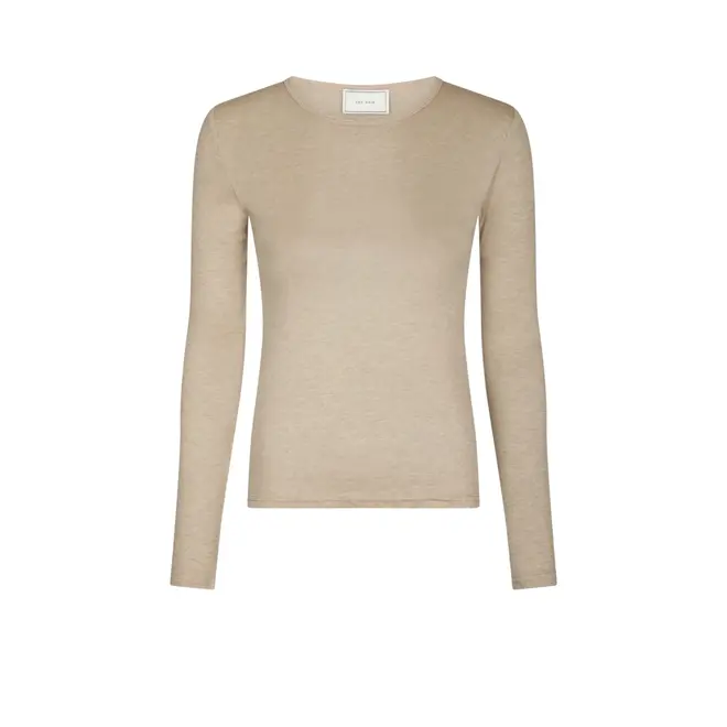 Nella Fine Rib Blouse - Beige Melange