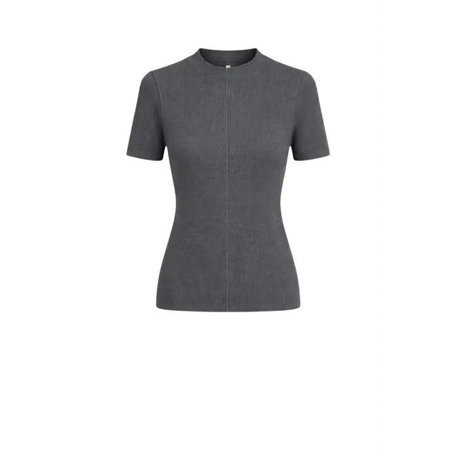 Rina rib knit top - Grey Melange