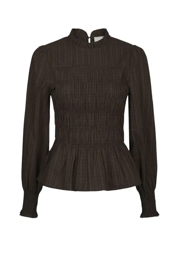 Possa Big Check Blouse - Brown Check