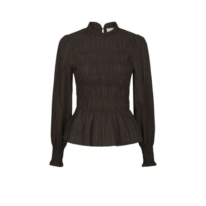 Possa Big Check Blouse - Brown Check