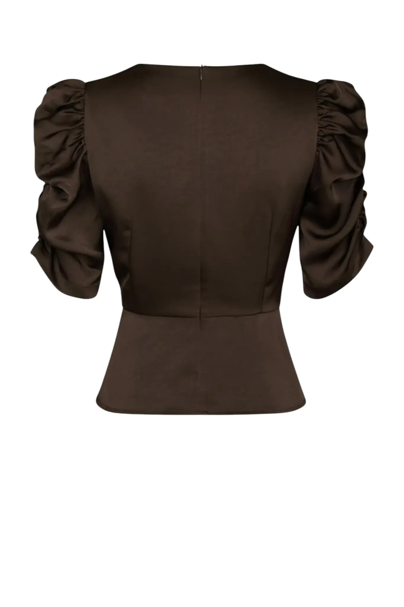 Benua Heavy Sateen Blouse - Dark Brown