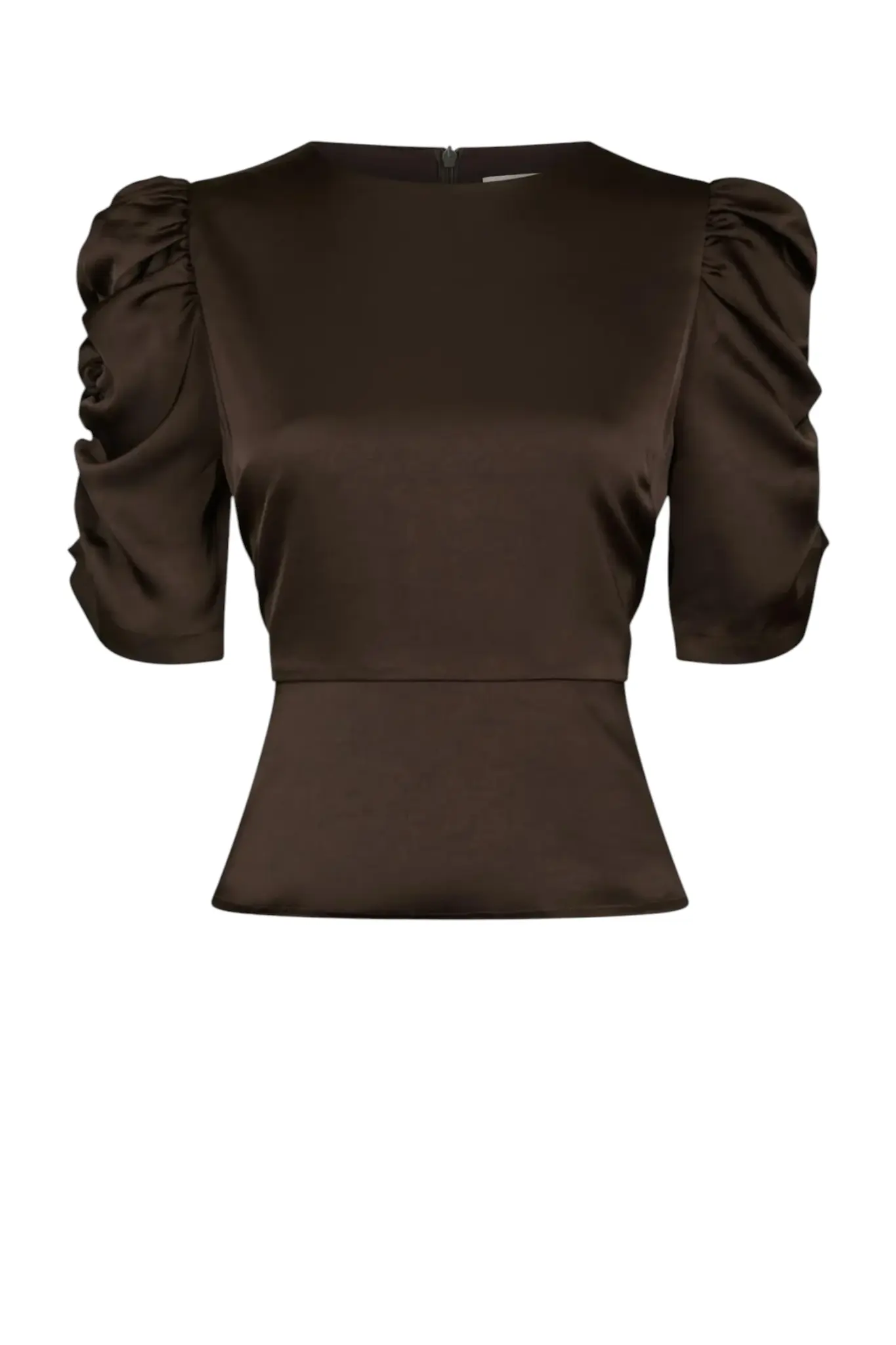 Benua Heavy Sateen Blouse - Dark Brown