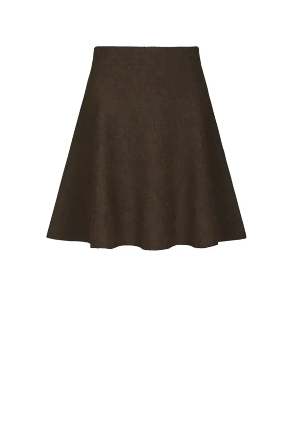 Renata Fluffy Knit Skirt - Brown Melange