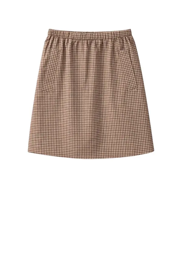 Fio check mini cotton skirt - Brown