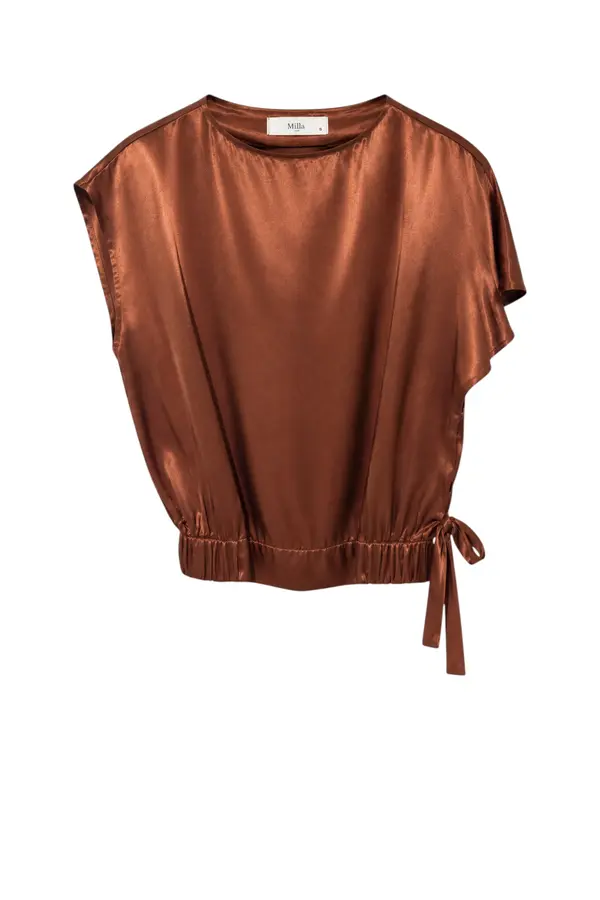 Satijnen Asymetische Top - Brown