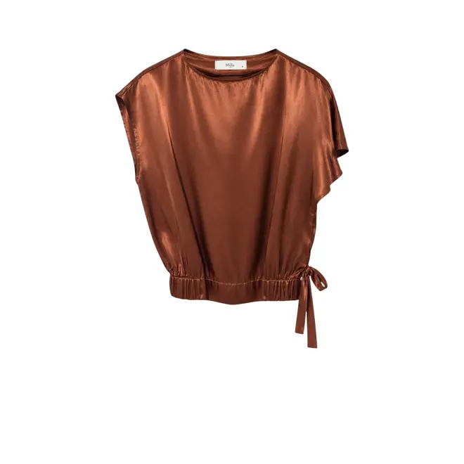 Satijnen Asymetische Top - Brown