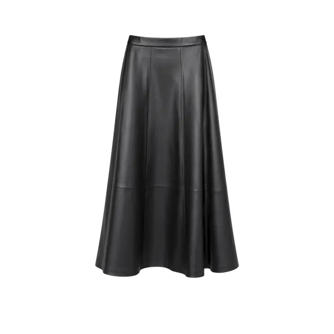 Wijde Leren Rok - Black
