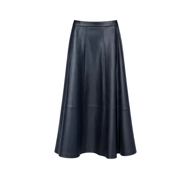Wijde Leren Rok - Dark Blue