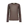 Mesh O-neck Blouse - Brown