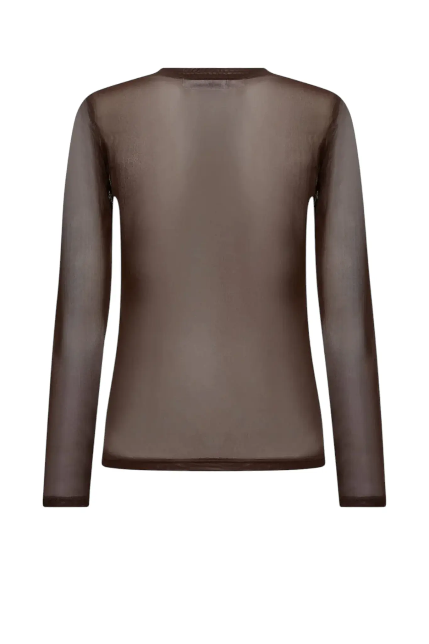 Mesh O-neck Blouse - Brown