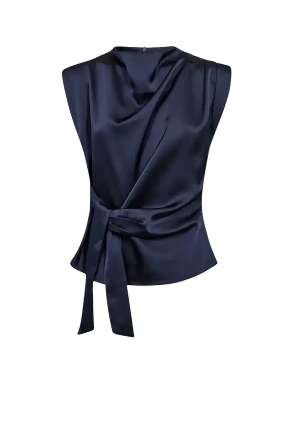 Safira Pleat Top - Navy