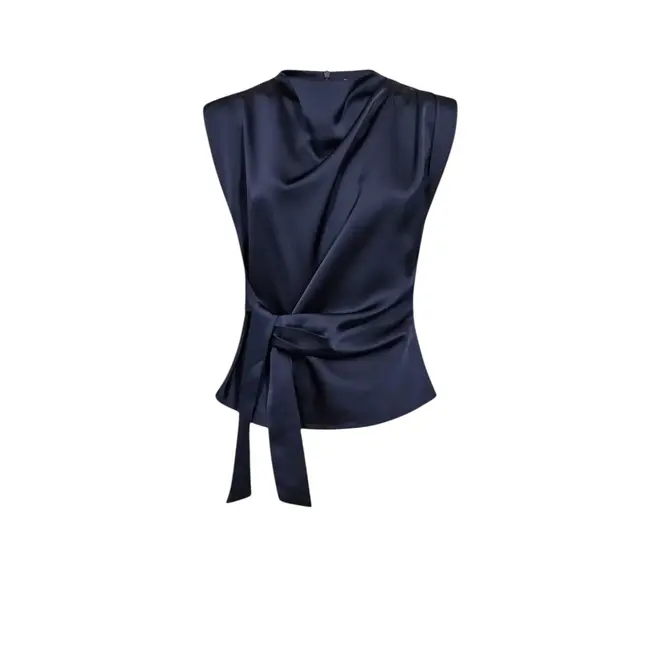 Safira Pleat Top - Navy