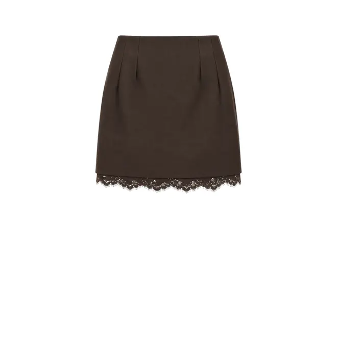 Brigitte Structure Lace Skirt - Dark Brown