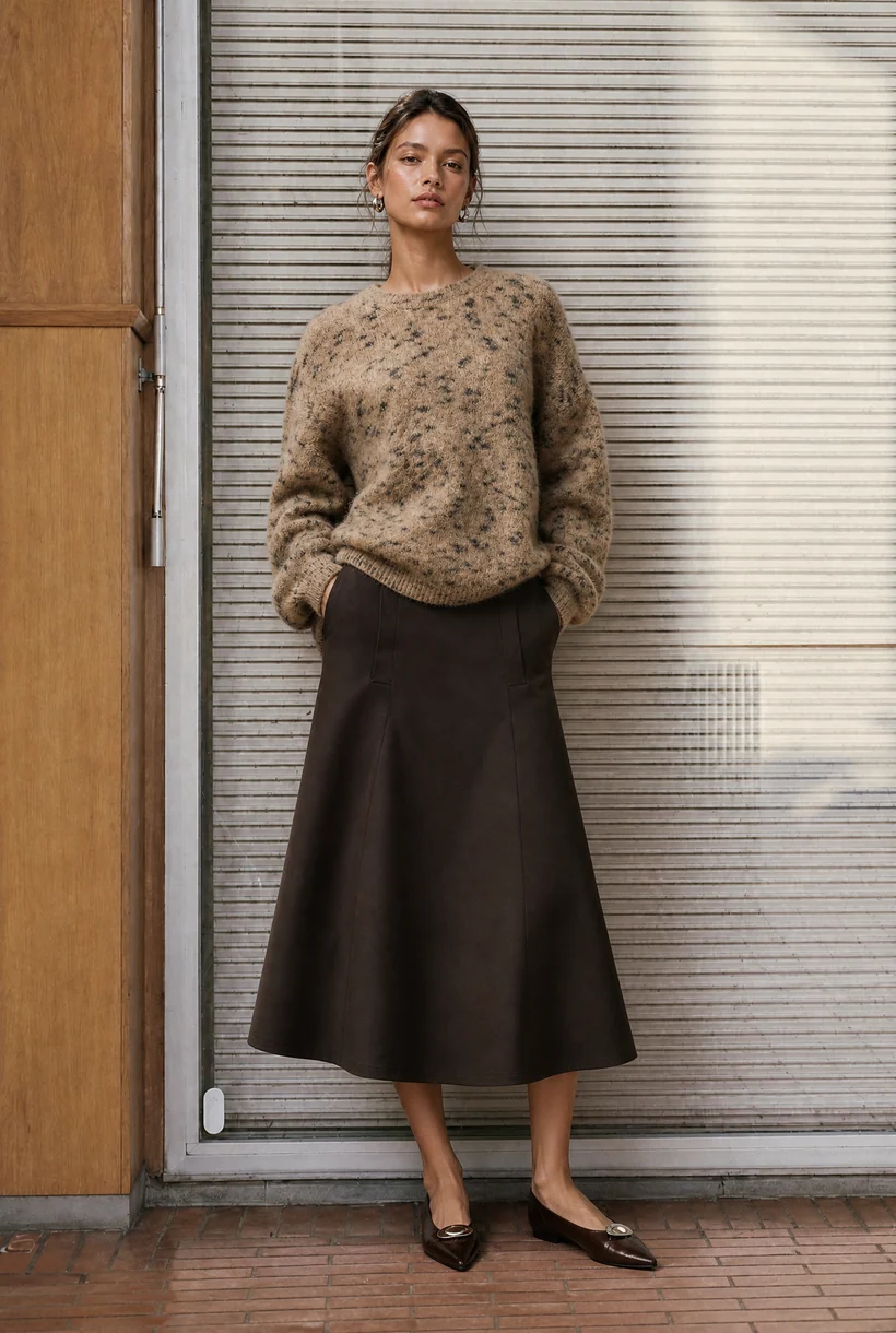 Merry Punto Milano Pocket Skirt - Moro