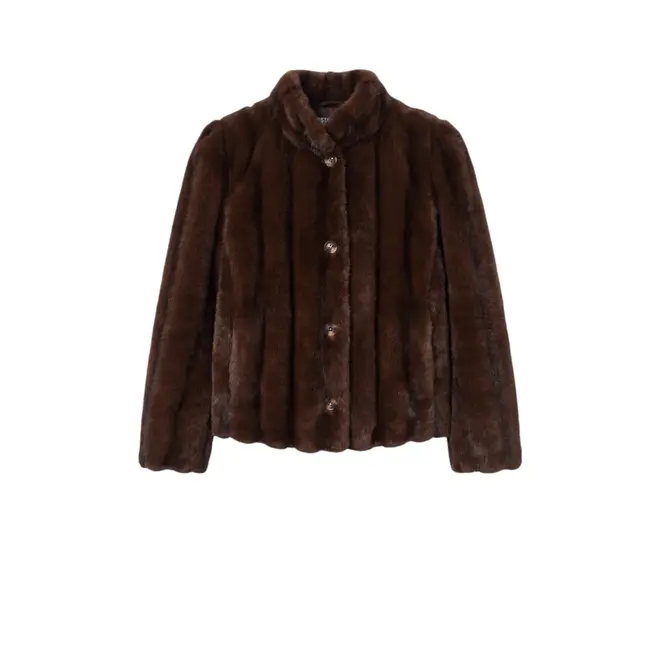Soline Faux Mink Stripe - Dark Brown