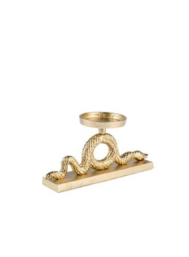 KEEP THE SNAKES AWAY BLOCK CANDLE HOLDER GOLD