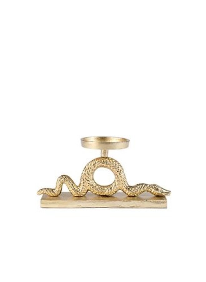 KEEP THE SNAKES AWAY BLOCK CANDLE HOLDER GOLD