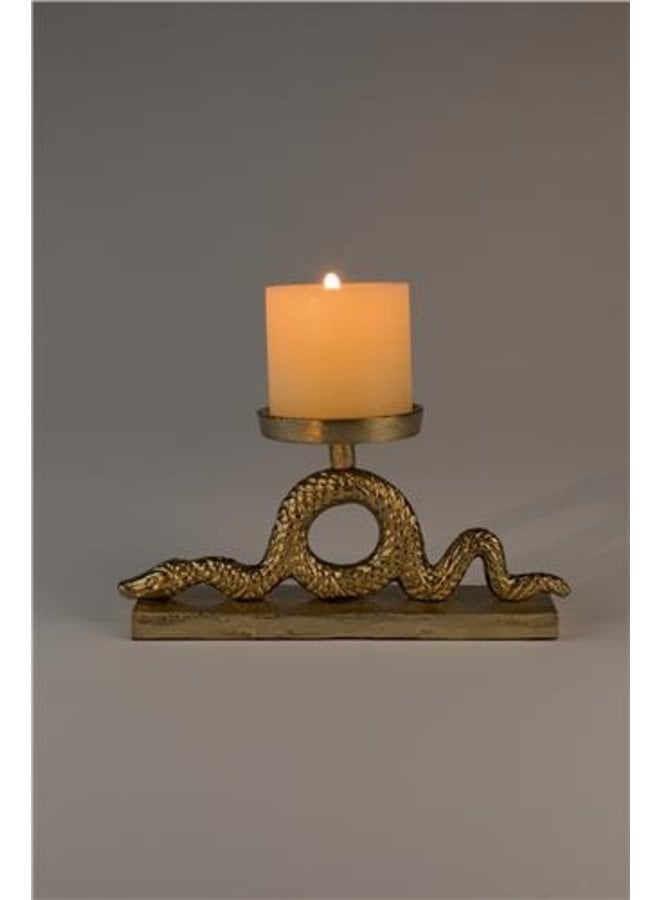 KEEP THE SNAKES AWAY BLOCK CANDLE HOLDER GOLD