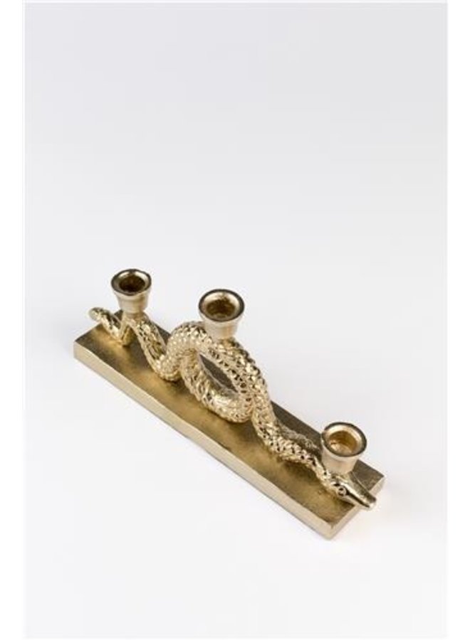 KEEP THE SNAKES AWAY DINNER CANDLE HOLDER GOLD