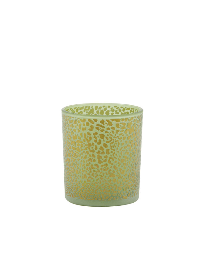 Theelicht Leopard groen+goud