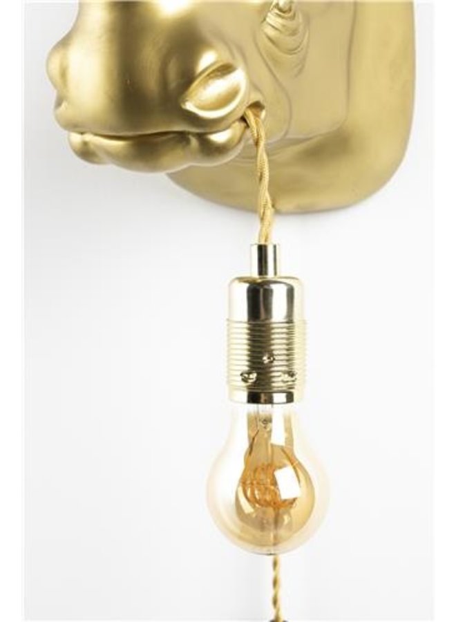 Wandlamp Mind your own Rhino | Goud