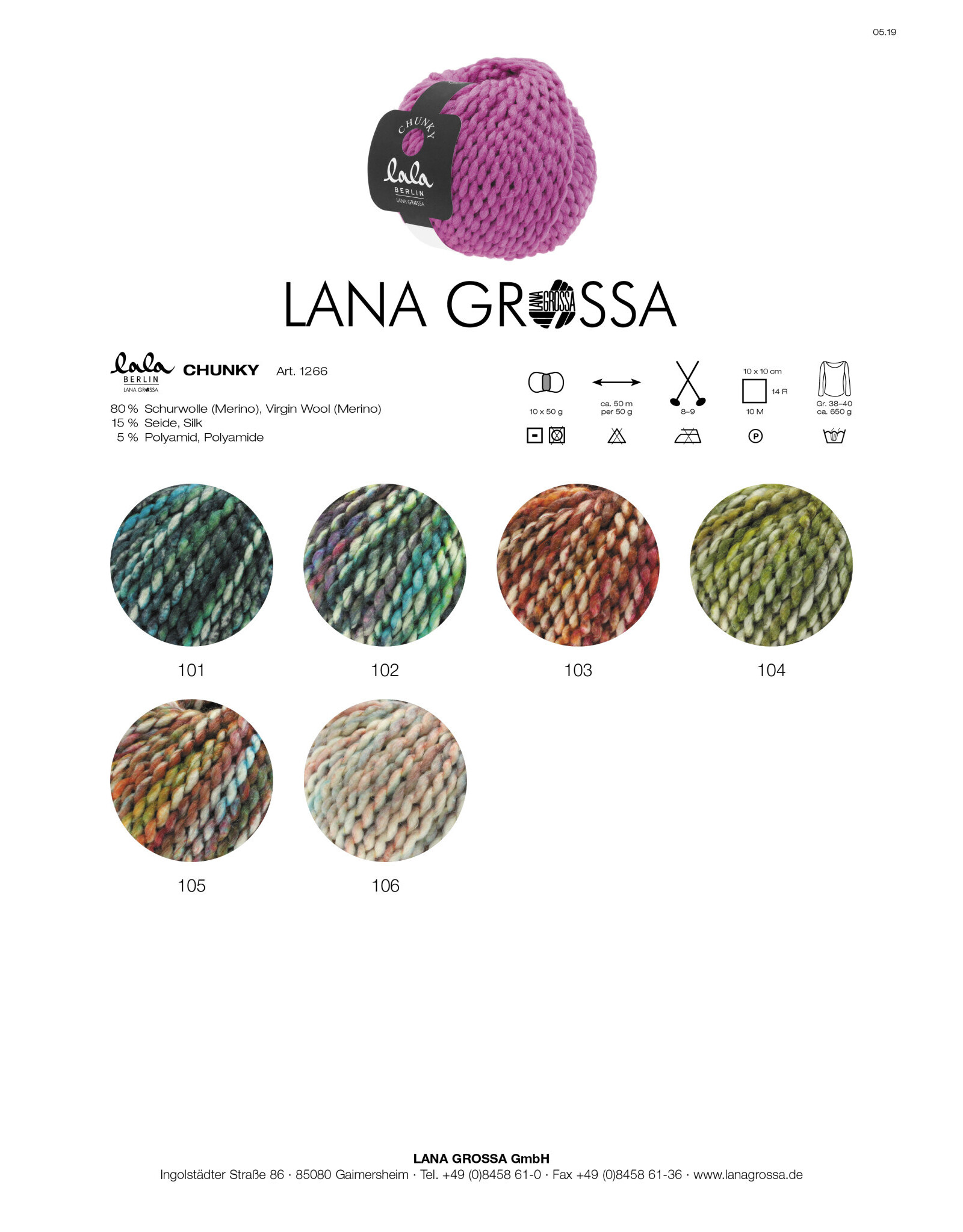 lala Berlin Chunky *Lala Berlin Chunky - 50 g - 50 m - kan niet meer besteld worden !