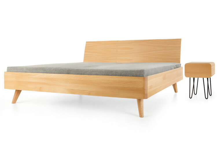 COBURGER WERKSTÄTTEN 1894 Massivholzbett CREO_F mit Formholz-Rückenlehne