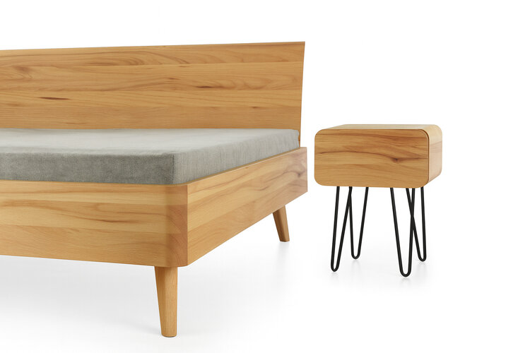 COBURGER WERKSTÄTTEN 1894 Massivholzbett CREO_F mit Formholz-Rückenlehne